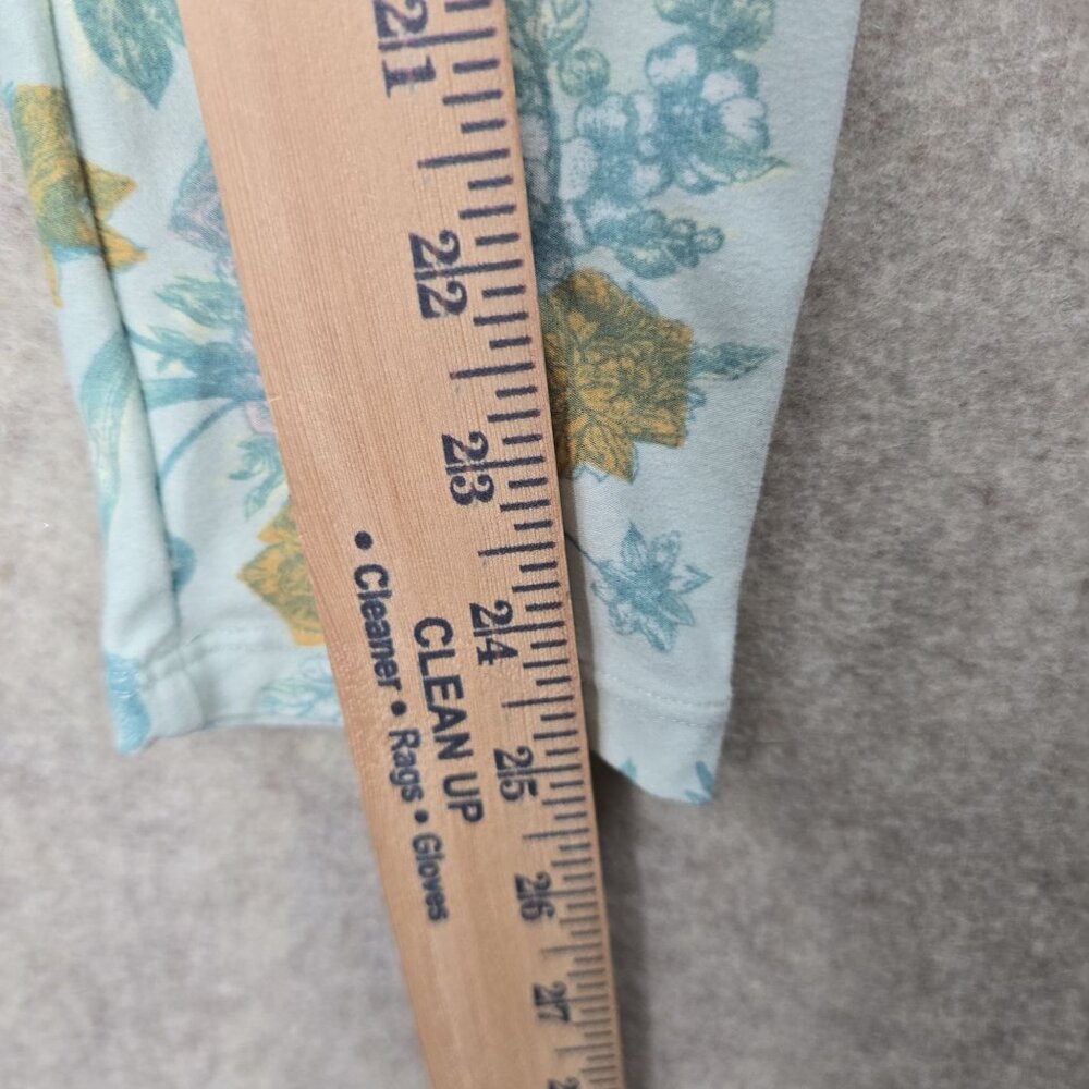 LuLaRoe Women Floral Print Leggings Light Blue One Size Stretchy - Picture 5 of 6